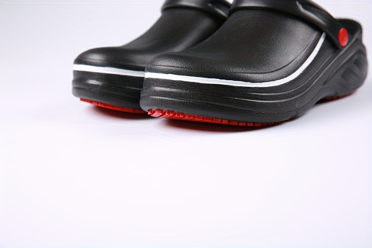 mens trendy solid chef shoes hollow out waterproof casual work shoes details 3