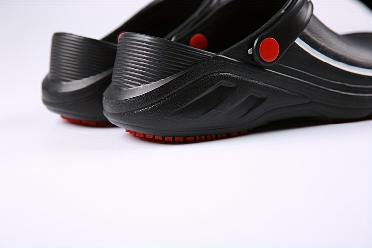 mens trendy solid chef shoes hollow out waterproof casual work shoes details 4