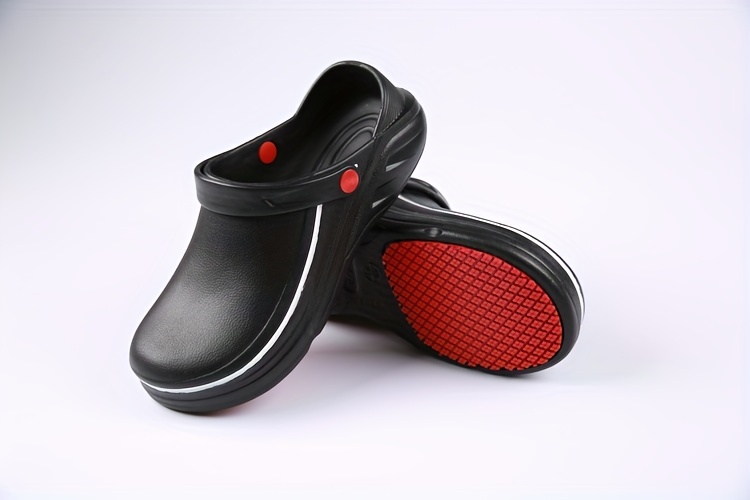 mens trendy solid chef shoes hollow out waterproof casual work shoes details 5