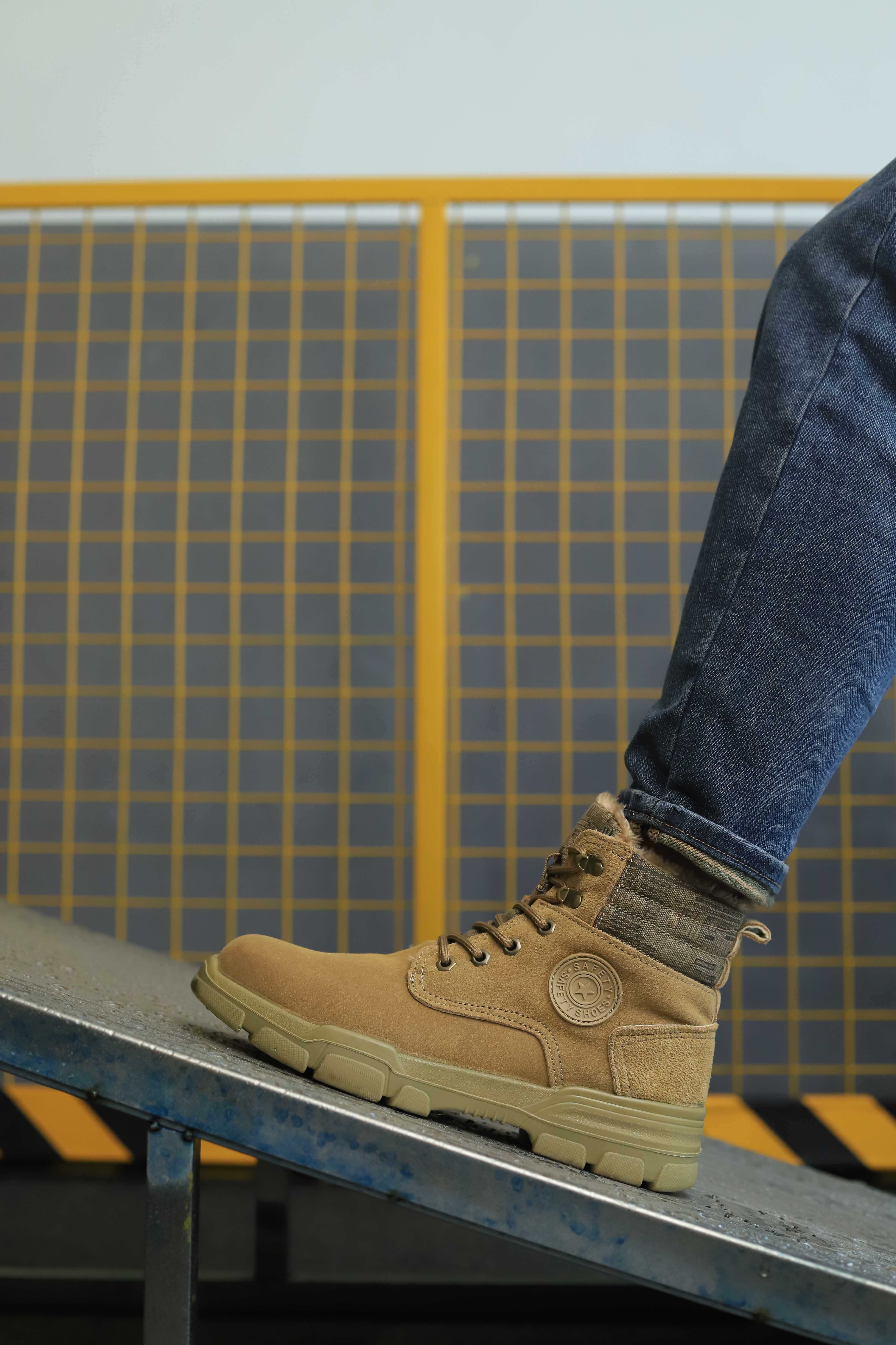 mens steel toe puncture proof anti skid work safety shoes with warm plush lining industrial construction sneakers winter details 15