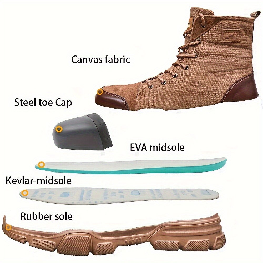mens high top safety work steel toe boots breathable indestructible shoes sneakers for mens outdoor hiking details 3