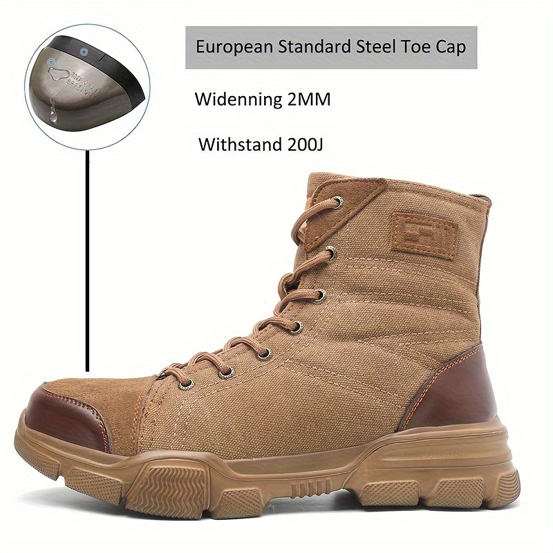 mens high top safety work steel toe boots breathable indestructible shoes sneakers for mens outdoor hiking details 4