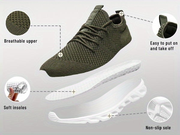 mens lightweight breathable non slip running shoes details 3