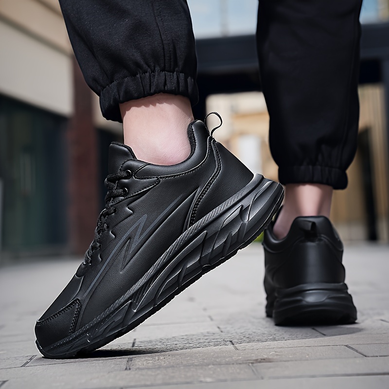 plus size mens breathable solid running shoes comfy non slip lace up sneakers for mens outdoor activities details 3