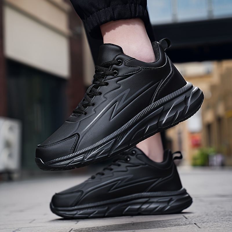 plus size mens breathable solid running shoes comfy non slip lace up sneakers for mens outdoor activities details 4