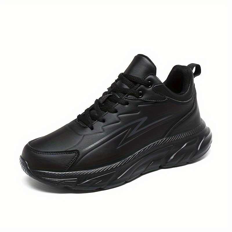 plus size mens breathable solid running shoes comfy non slip lace up sneakers for mens outdoor activities details 5