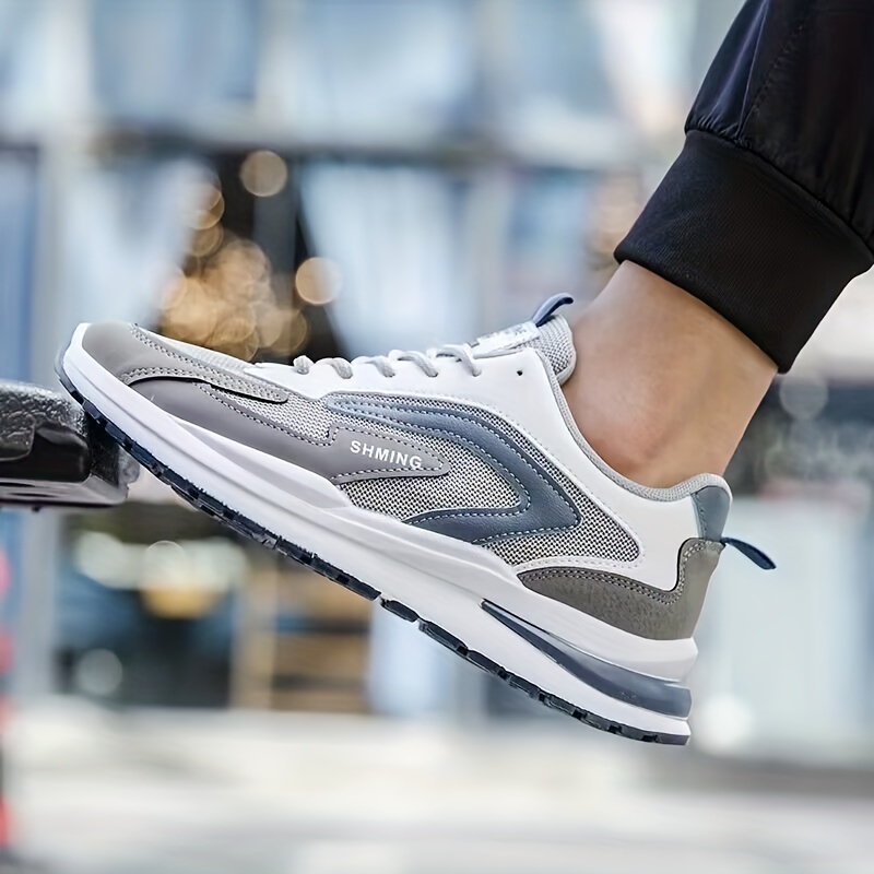 mens knit breathable running shoes lace up comfy soft sole sneakers for outdoor jogging spring and summer details 6