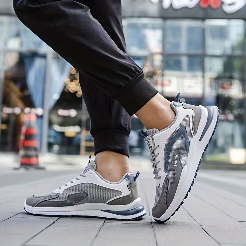 mens knit breathable running shoes lace up comfy soft sole sneakers for outdoor jogging spring and summer details 7