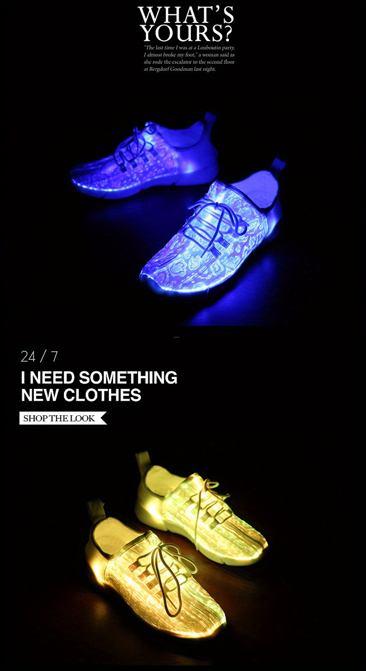 fiber optic shoes for party and casual shoes for men and women usb recharge glowing sneakers man light up shoes lightweight casual shoes details 0