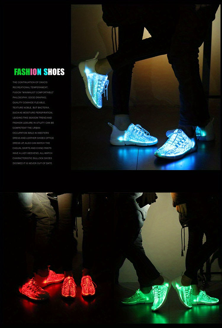 fiber optic shoes for party and casual shoes for men and women usb recharge glowing sneakers man light up shoes lightweight casual shoes details 2