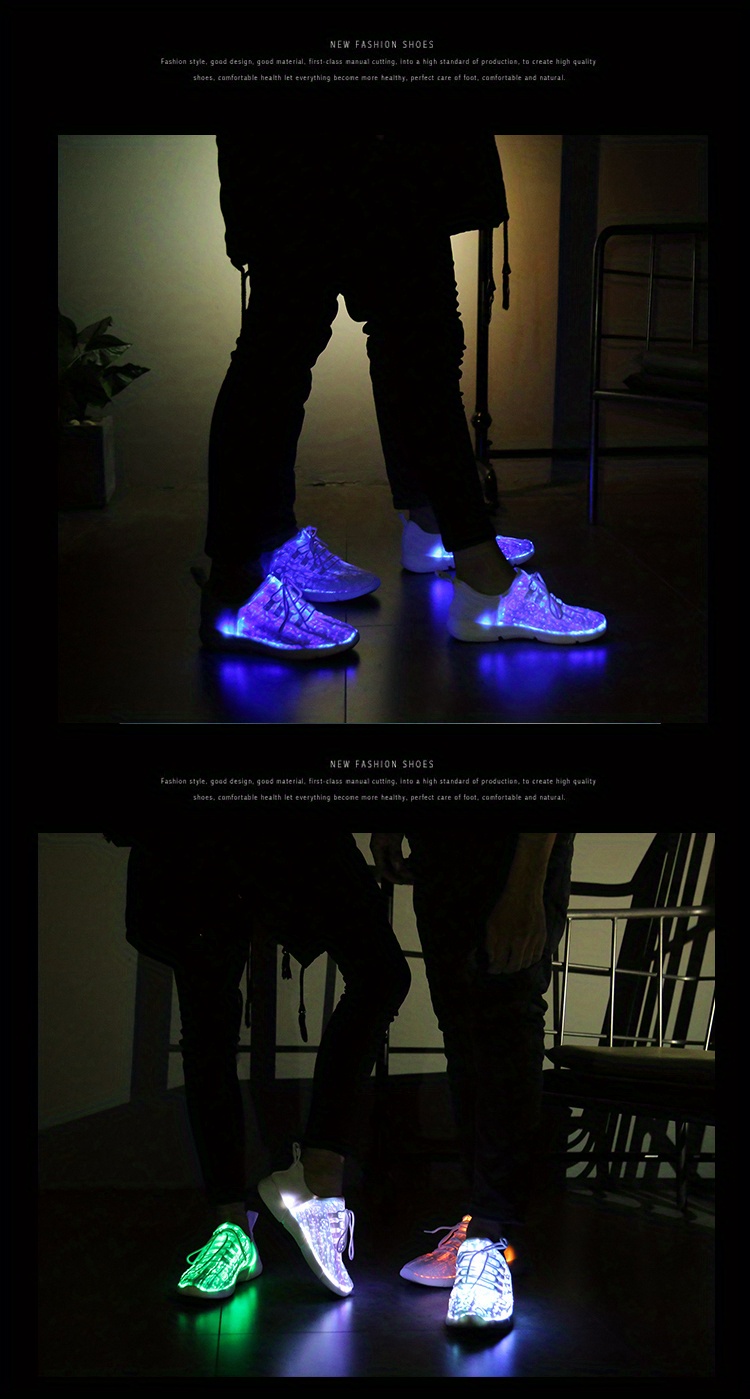 fiber optic shoes for party and casual shoes for men and women usb recharge glowing sneakers man light up shoes lightweight casual shoes details 3