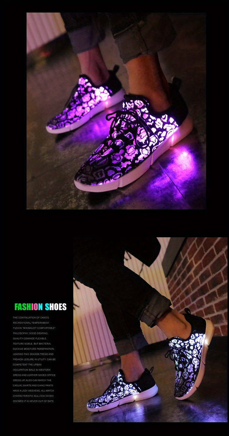 fiber optic shoes for party and casual shoes for men and women usb recharge glowing sneakers man light up shoes lightweight casual shoes details 7