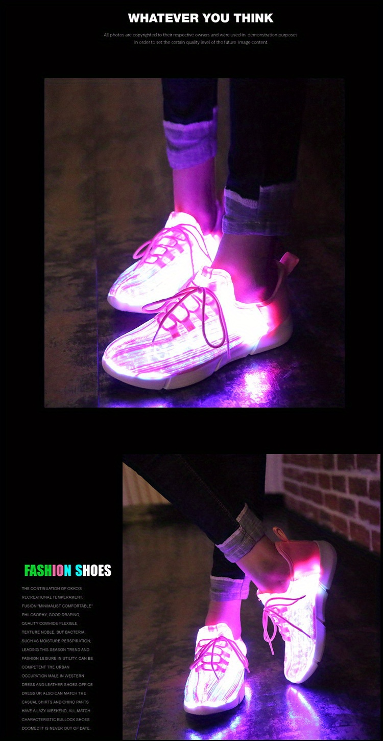 fiber optic shoes for party and casual shoes for men and women usb recharge glowing sneakers man light up shoes lightweight casual shoes details 11