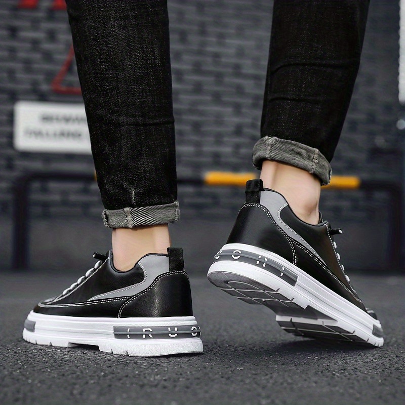 pu leather skate shoes, mens pu leather skate shoes with good traction breathable lace up sneakers details 4