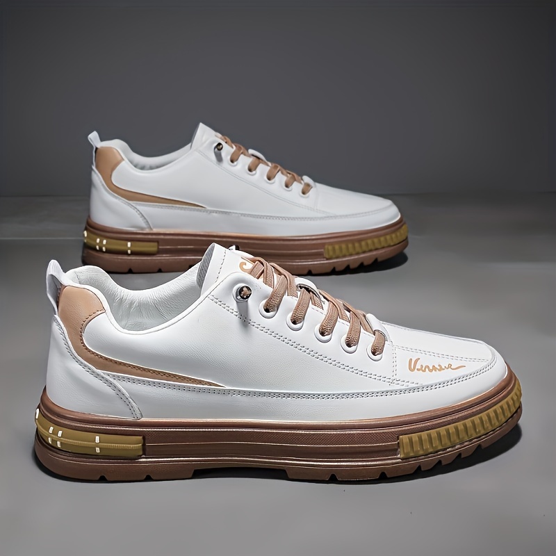 pu leather skate shoes, mens pu leather skate shoes with good traction breathable lace up sneakers details 5