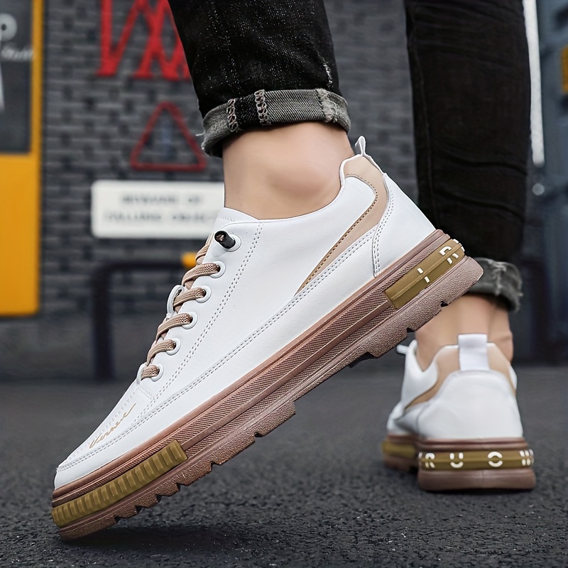 pu leather skate shoes, mens pu leather skate shoes with good traction breathable lace up sneakers details 7