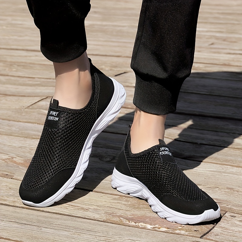 mens mesh slip on sneakers athletic shoes lightweight and breathable walking shoes details 2