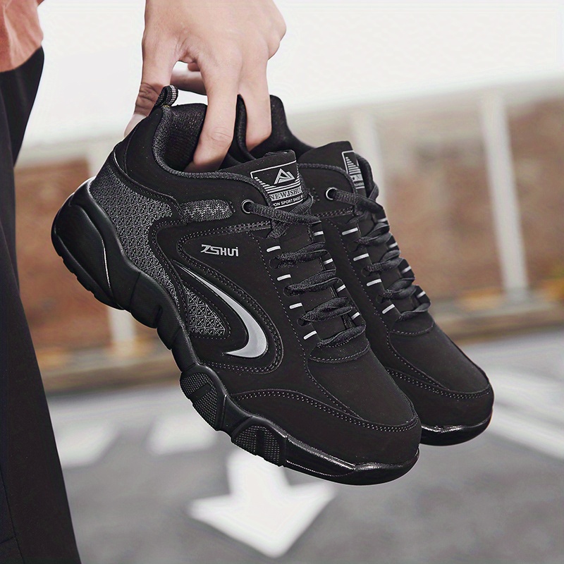 black shoes, winter padded thickening warm high top cotton shoes mens sports shoes middle aged travel shoes dad shoes black shoes men details 1