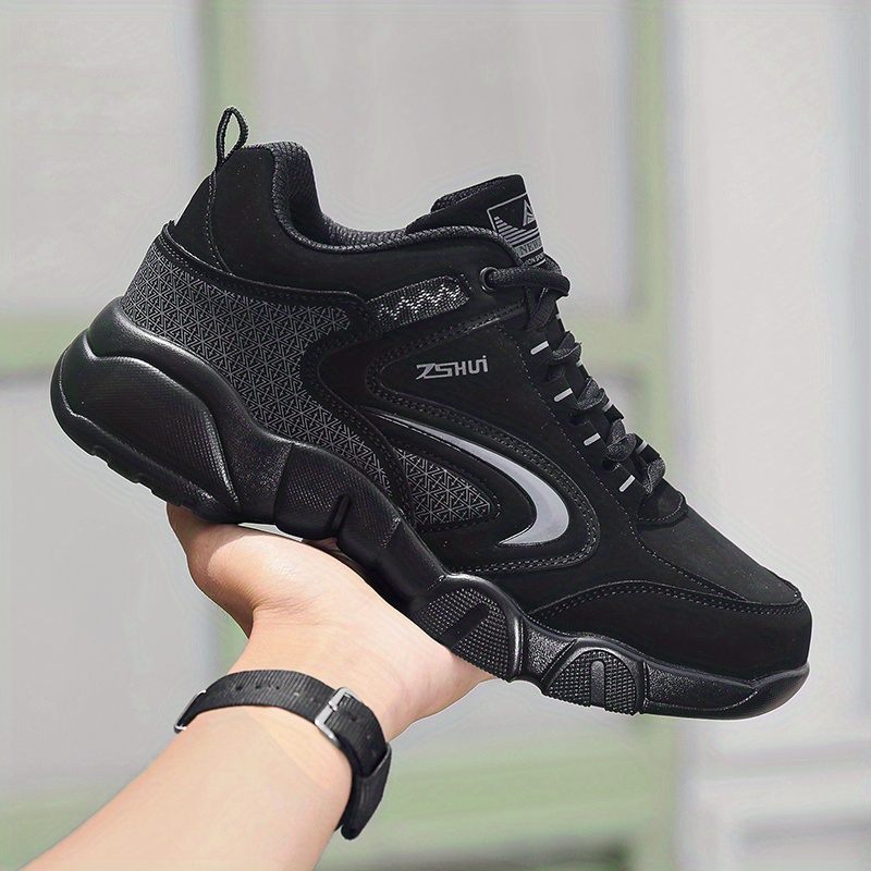 black shoes, winter padded thickening warm high top cotton shoes mens sports shoes middle aged travel shoes dad shoes black shoes men details 2