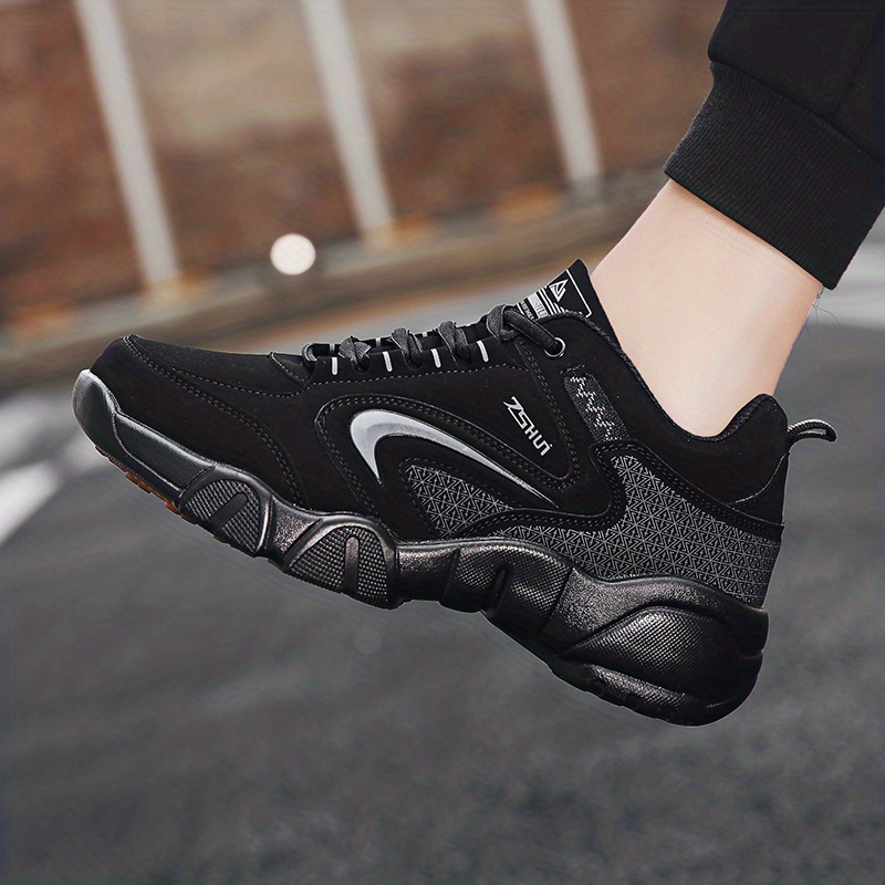 black shoes, winter padded thickening warm high top cotton shoes mens sports shoes middle aged travel shoes dad shoes black shoes men details 3