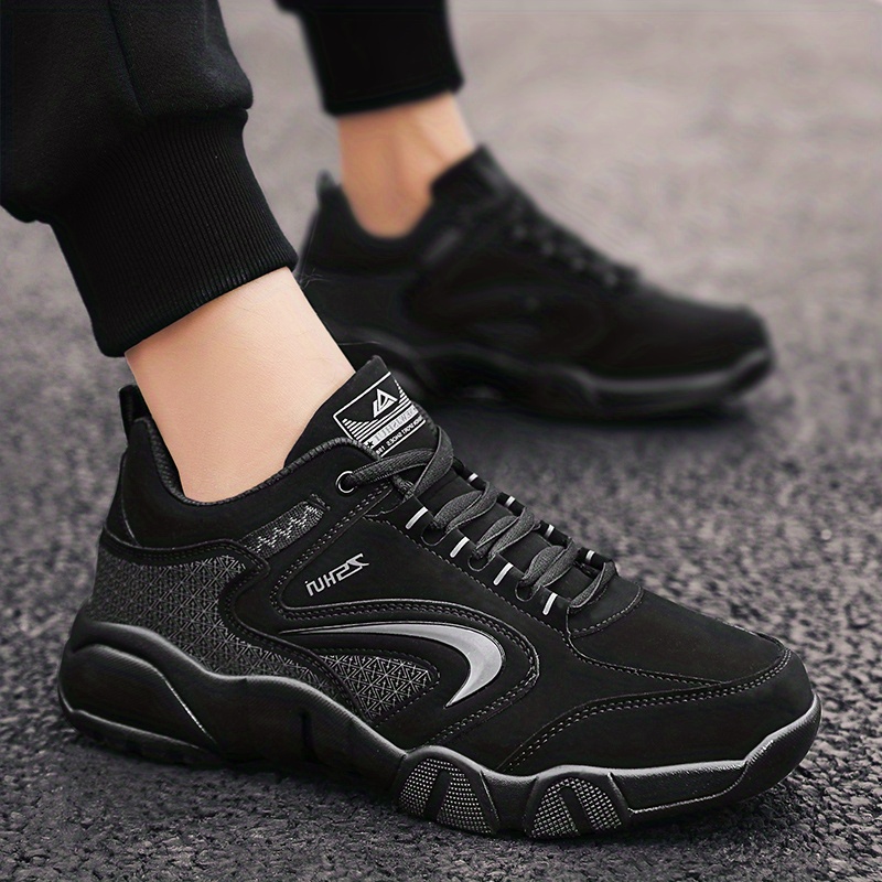 black shoes, winter padded thickening warm high top cotton shoes mens sports shoes middle aged travel shoes dad shoes black shoes men details 5