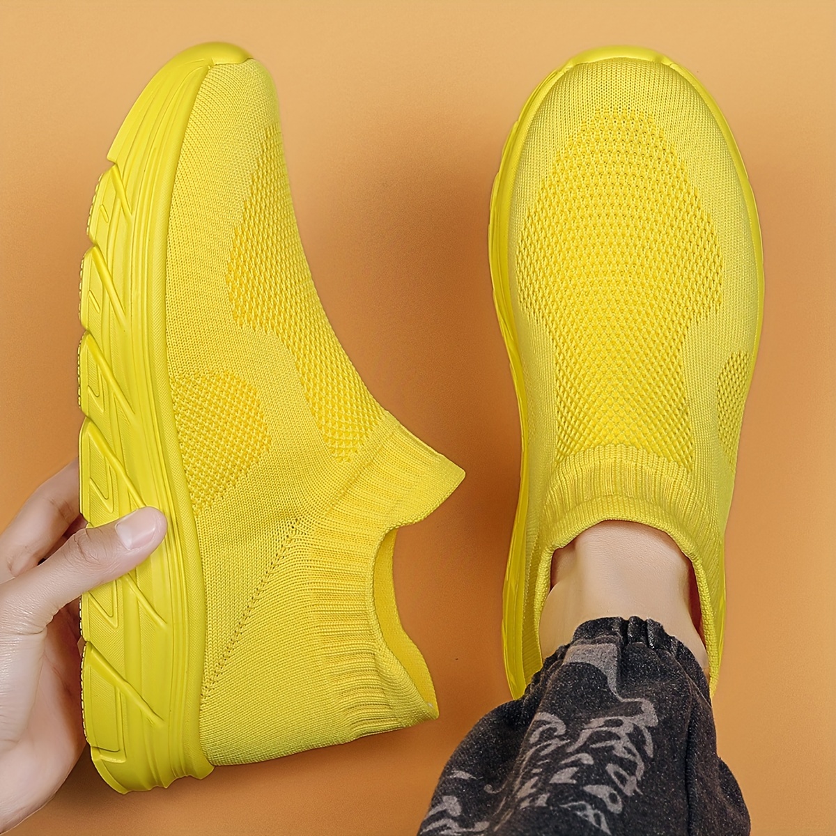 mens trendy solid woven knit sock shoes comfy non slip breathable soft sole sneakers for mens outdoor activities details 11