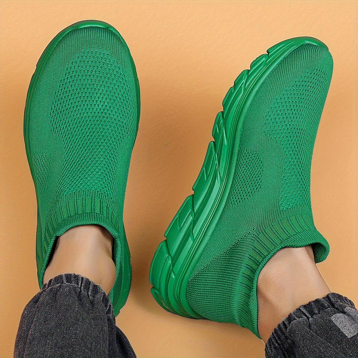 mens trendy solid woven knit sock shoes comfy non slip breathable soft sole sneakers for mens outdoor activities details 12