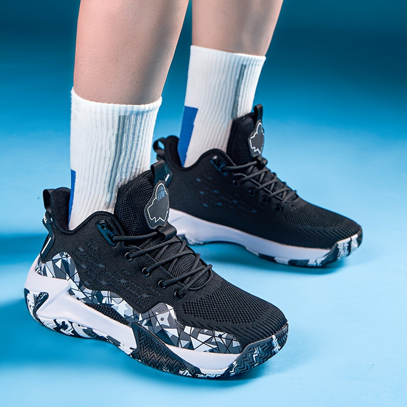 mens casual sneakers non slip wear resistant lace up shoes with rubber sole for sports activities like basketball running details 1