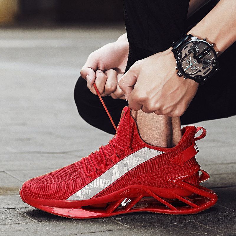 mens outdoors sports mesh lace up running sneakers casual shoes details 0