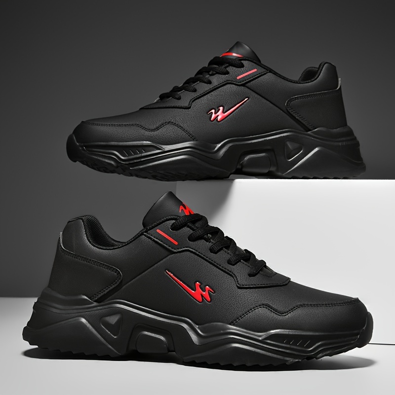 mens wear resistant sneakers easily wiped clean athletic shoes breathable lace ups details 1