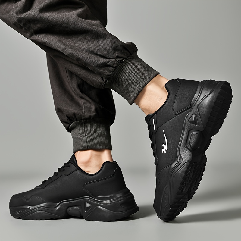 mens wear resistant sneakers easily wiped clean athletic shoes breathable lace ups details 5