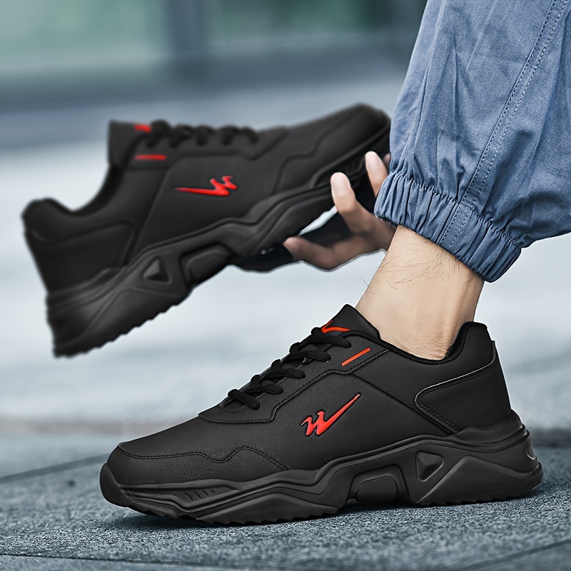 mens wear resistant sneakers easily wiped clean athletic shoes breathable lace ups details 6