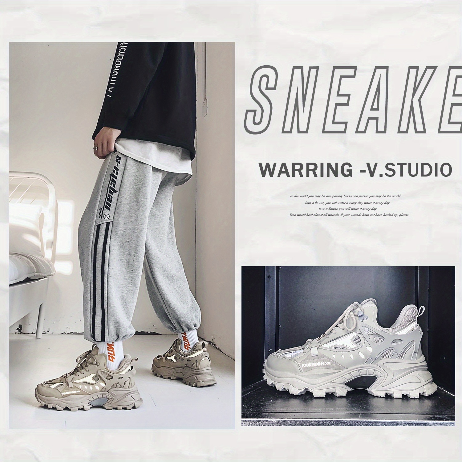 mens lace up chunky sneakers dad shoes athletic shoes shock absorbing and breathable details 3