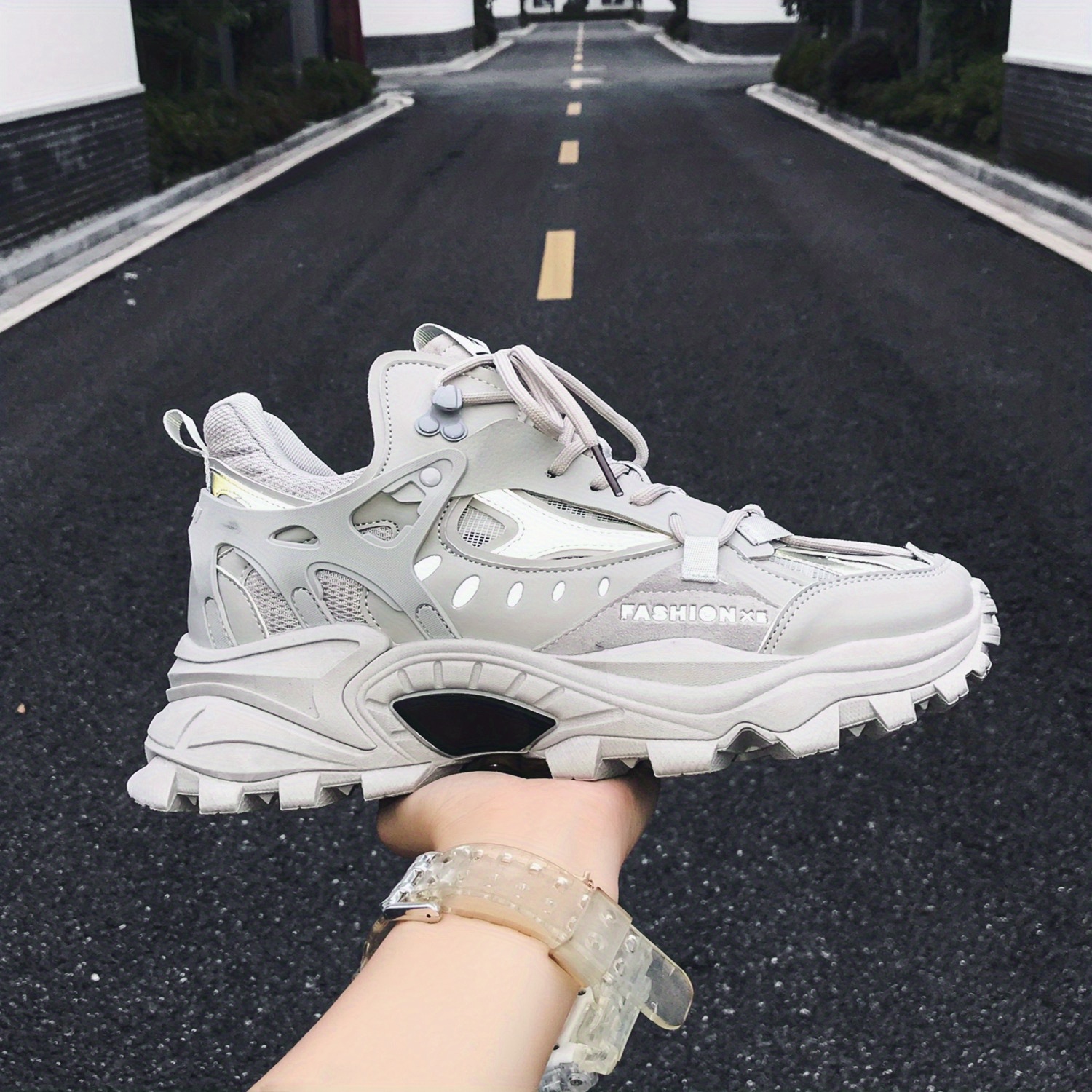 mens lace up chunky sneakers dad shoes athletic shoes shock absorbing and breathable details 9