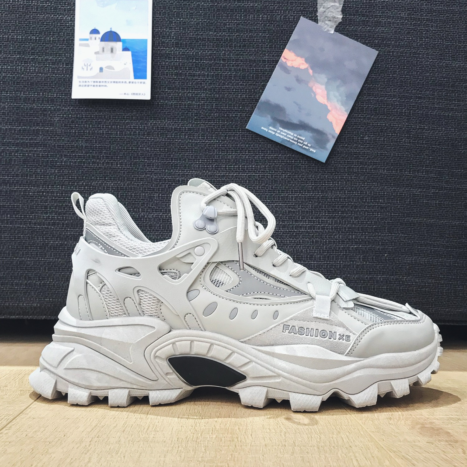 mens lace up chunky sneakers dad shoes athletic shoes shock absorbing and breathable details 15