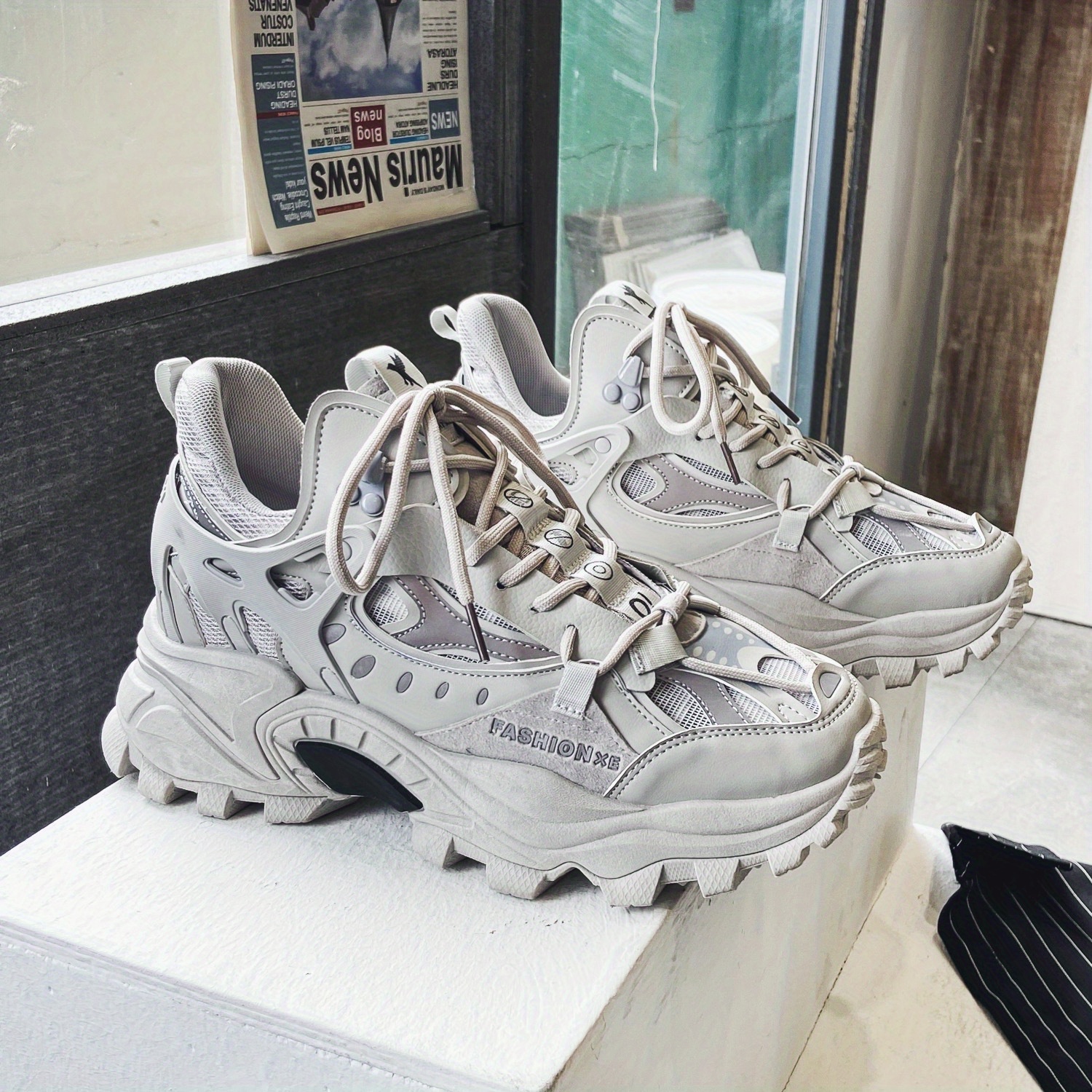 mens lace up chunky sneakers dad shoes athletic shoes shock absorbing and breathable details 17