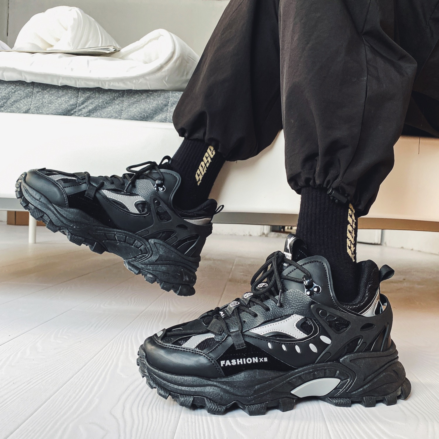mens lace up chunky sneakers dad shoes athletic shoes shock absorbing and breathable details 21