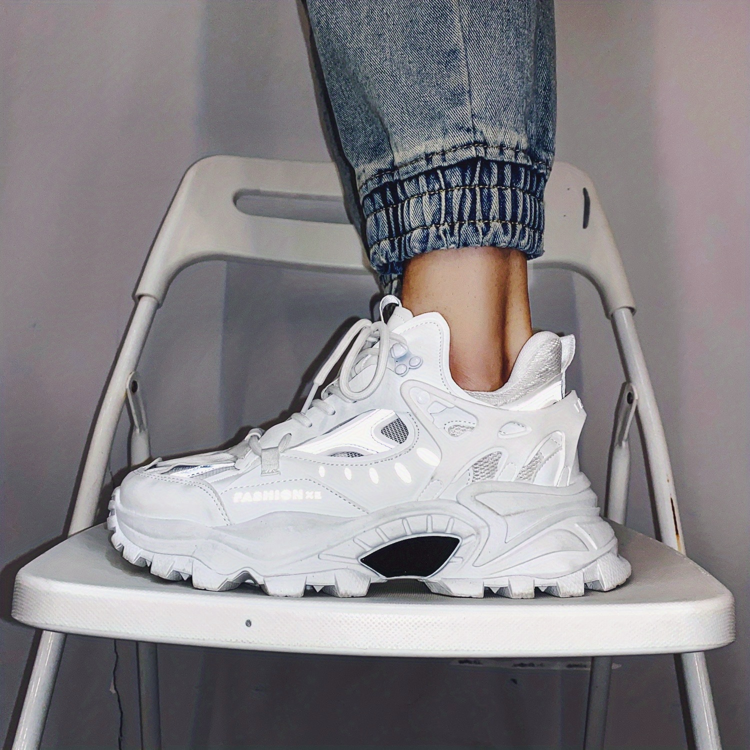 mens lace up chunky sneakers dad shoes athletic shoes shock absorbing and breathable details 24