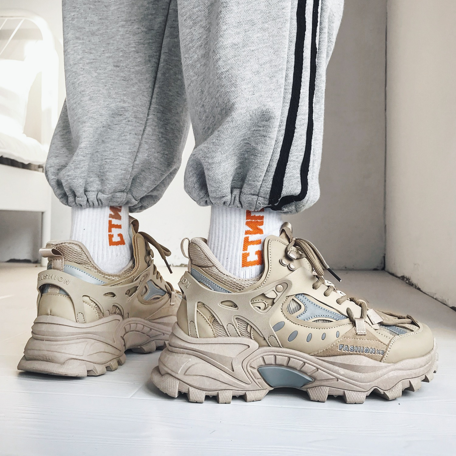mens lace up chunky sneakers dad shoes athletic shoes shock absorbing and breathable details 27