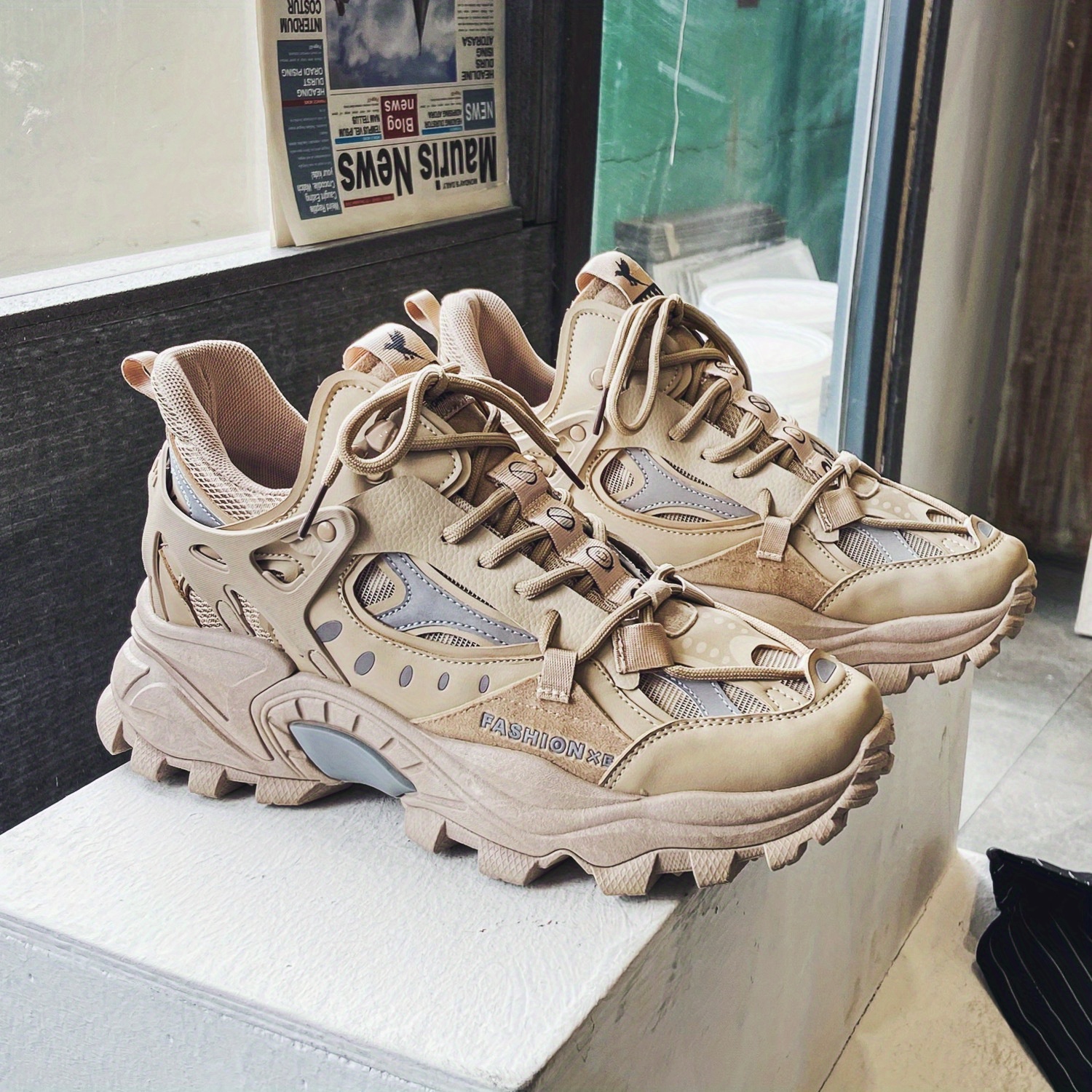 mens lace up chunky sneakers dad shoes athletic shoes shock absorbing and breathable details 30