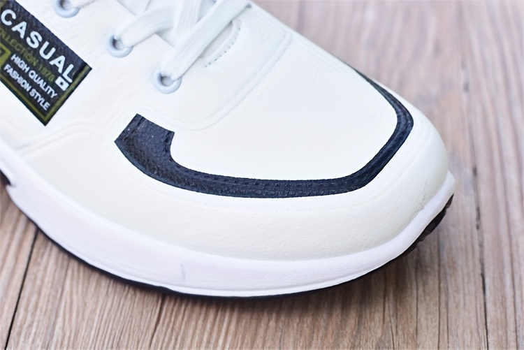 mens trendy lace up sneakers waterproof anti skid casual shoes with pu leather uppers for outdoor walking jogging traveling details 2