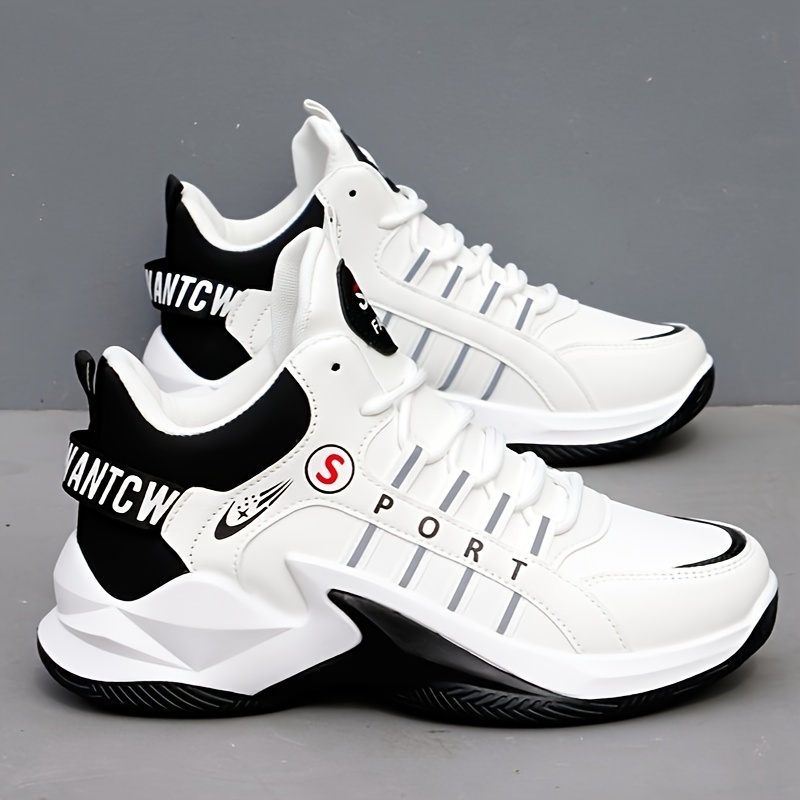 mens lace up chunky sneakers dad shoes athletic shoes shock absorbing and breathable shoes for running basketball workout gym details 2