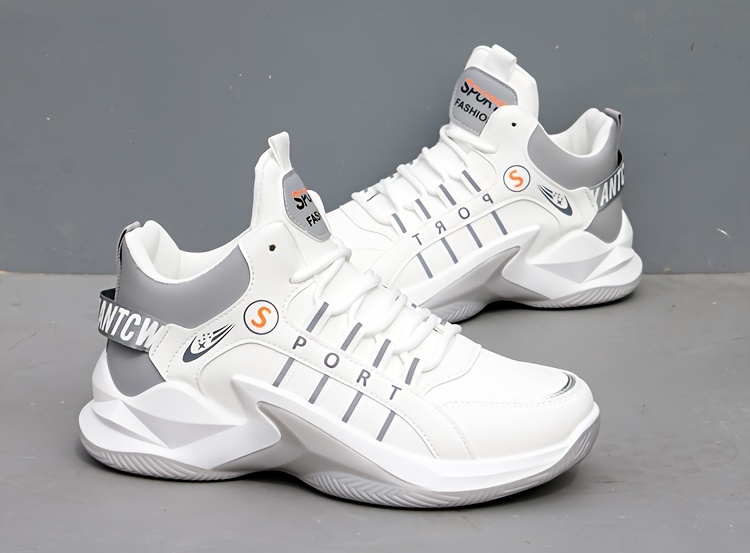 mens lace up chunky sneakers dad shoes athletic shoes shock absorbing and breathable shoes for running basketball workout gym details 5