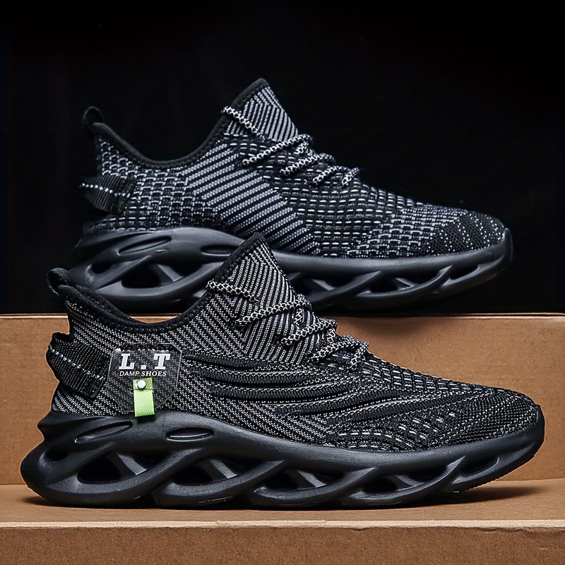 mens knit breathable lace up running shoes lightweight comfy sneaker spring and summer details 1
