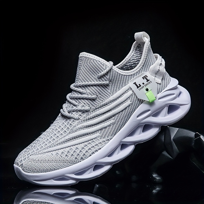mens knit breathable lace up running shoes lightweight comfy sneaker spring and summer details 4