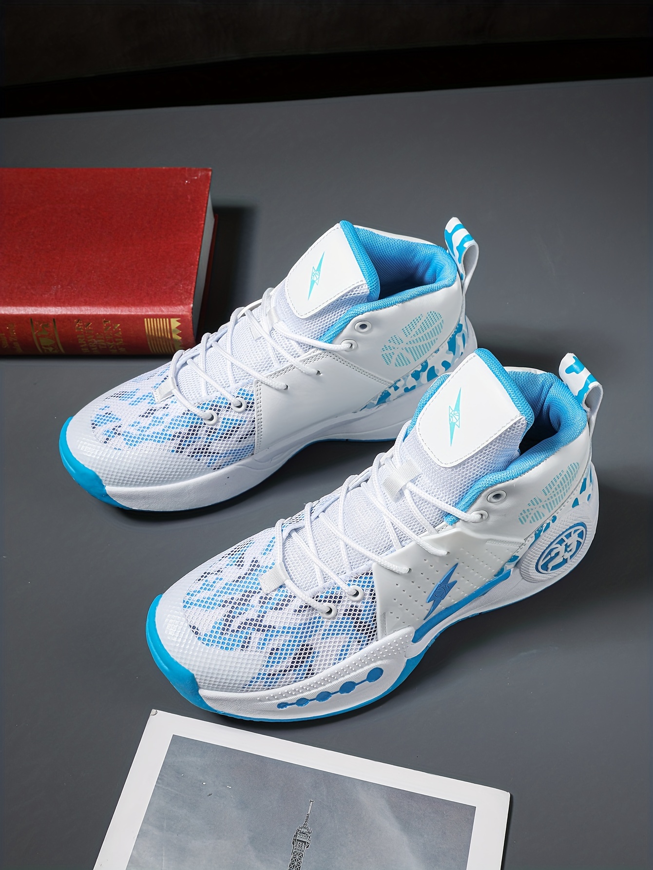 mens basketball shoes comfy breathable non slip shock absorbing lace up sneakers for training running details 4