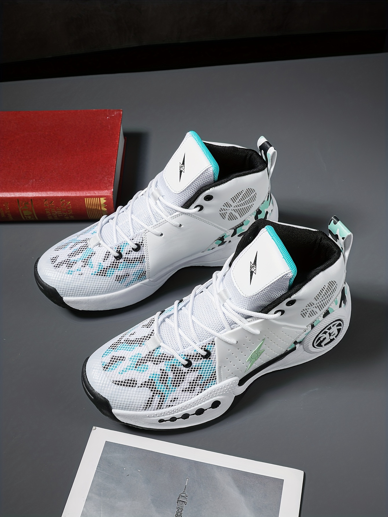 mens basketball shoes comfy breathable non slip shock absorbing lace up sneakers for training running details 5