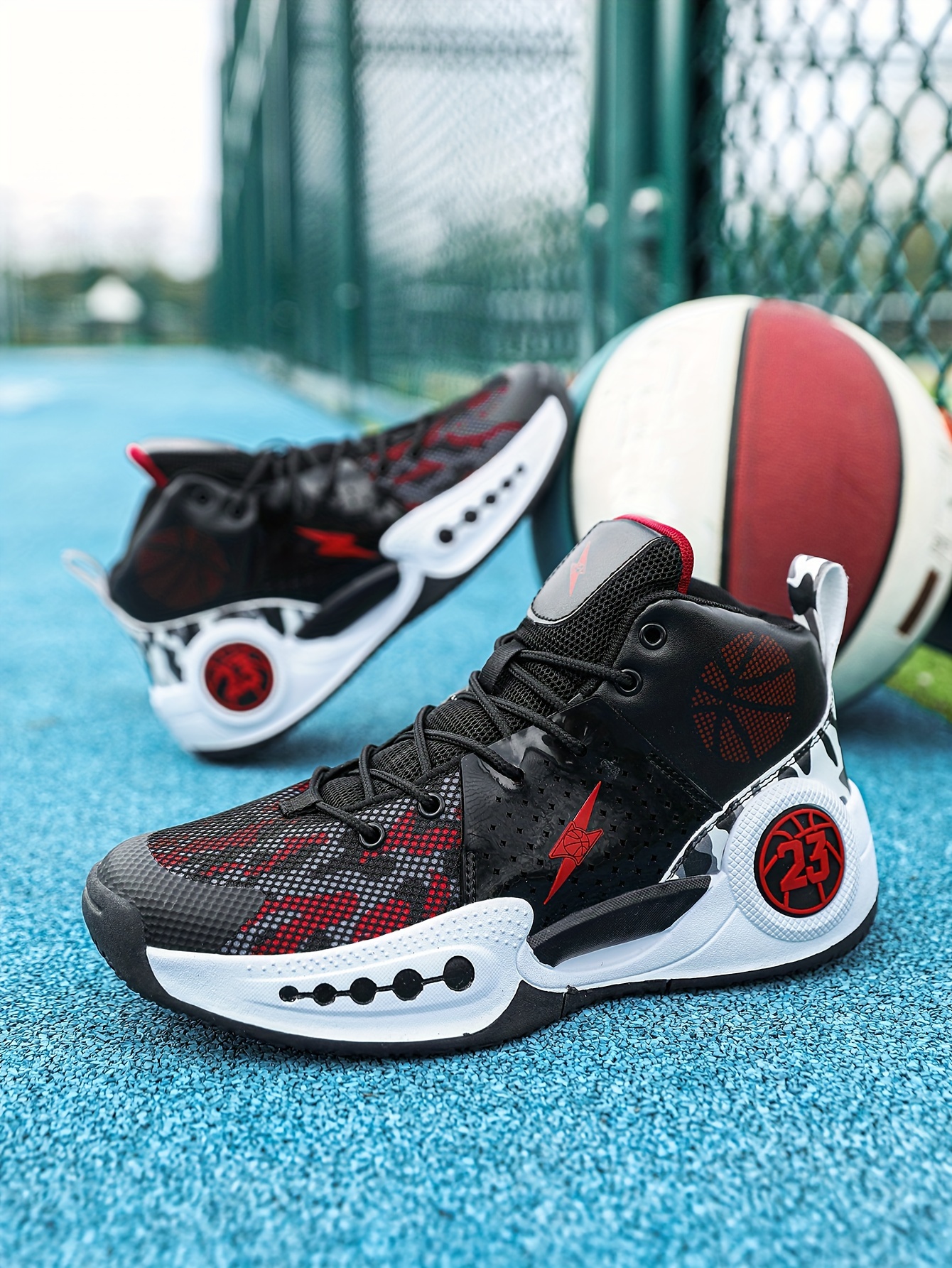 mens basketball shoes comfy breathable non slip shock absorbing lace up sneakers for training running details 9