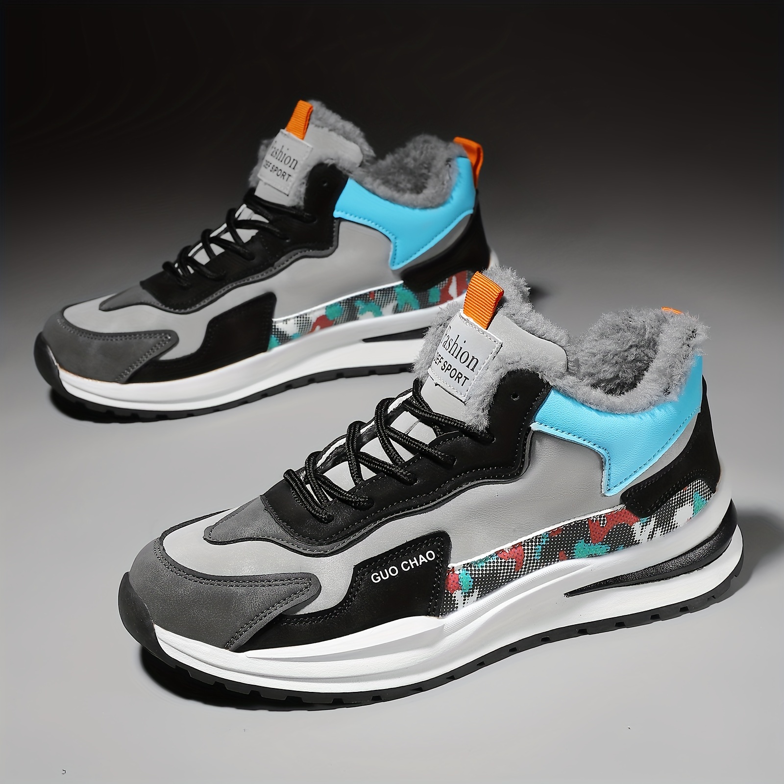 mens fuzz lined winter sneakers thermal shoes warm sneakers for fall winter details 5