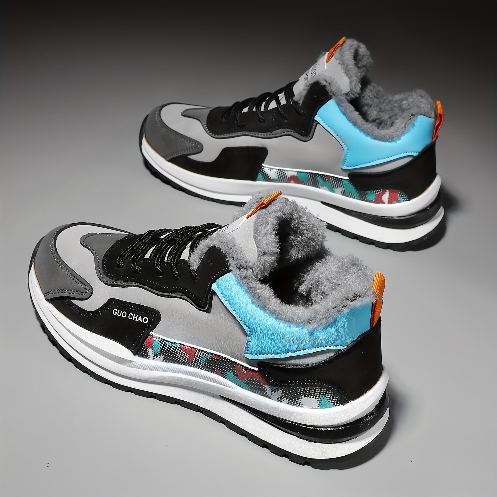 mens fuzz lined winter sneakers thermal shoes warm sneakers for fall winter details 6
